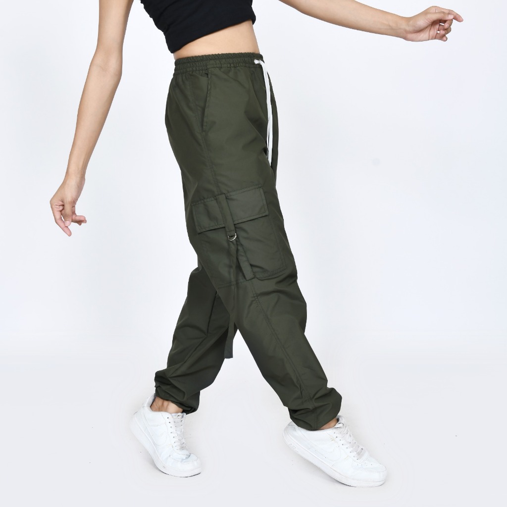 Celana Cargo Jogger Wanita Parasut Olahraga Outdoor Anti air