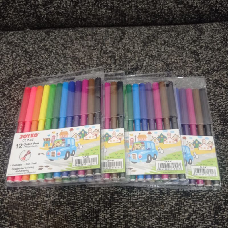 

Color Pen Spidol 12 Warna Joyko CLP-47 Non Toxic