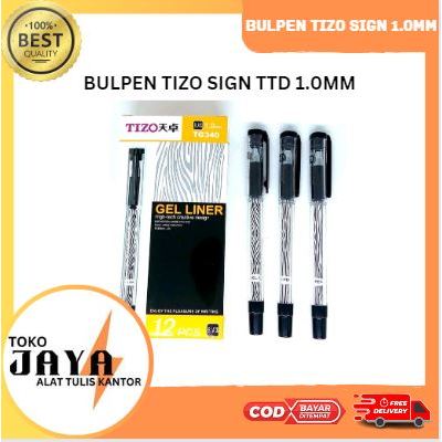 

(1KTK isi 12pcs) TIZO Bulpen Tanda Tangan Tizo 1.0mm Bulpen Tebal Gel Ink Hitam dan Biru Toko Jaya ATK Murah & Lengkap