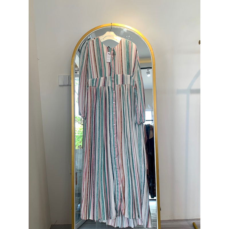 yasmila dress || dress salur gamis wanita gamis cewek dress kekinian midi dress