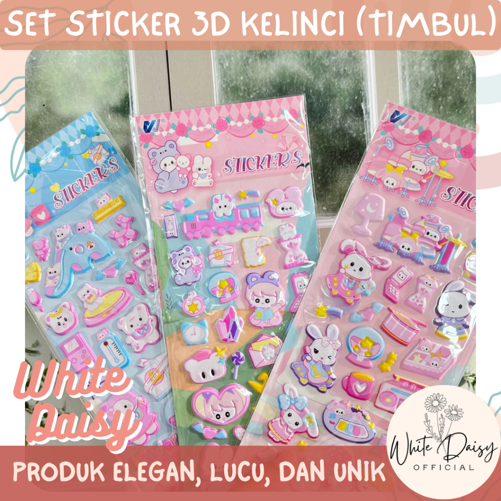 

Set sticker 3D kelinci premium rabbit manis timbul unik lucu imut