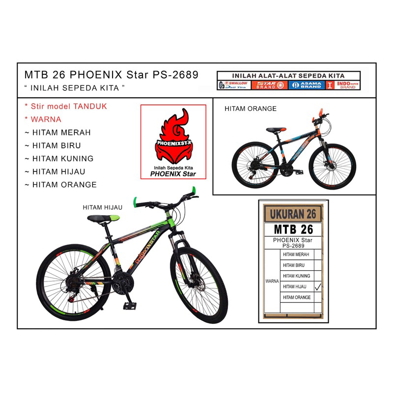 Sepeda MTB 26” Phoenixstar Ps-2689 terbaru