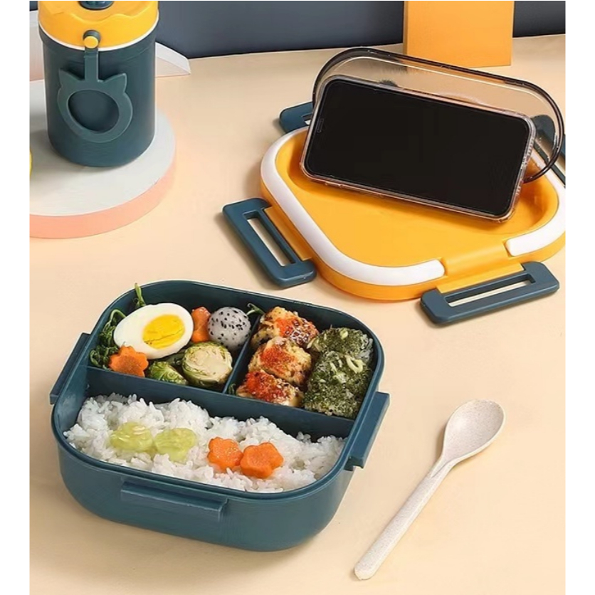 Kotak Makan Free Sendok Tempat Makan /Tempat Bontot Plastik Buat Anak sekolah