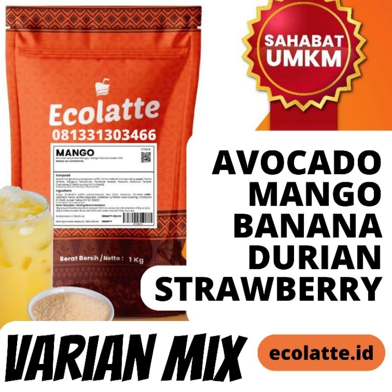 

ECOLATTE 1KG BUBUK MINUMAN VARIAN BUAH AVOCADO BANANA STRAWBERRY MANGO DURIAN