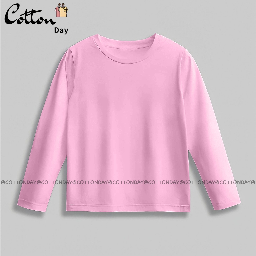 Cotton Day Kaos Anak Lengan Panjang Polos Kids T-Shirt Pink Baby Katun