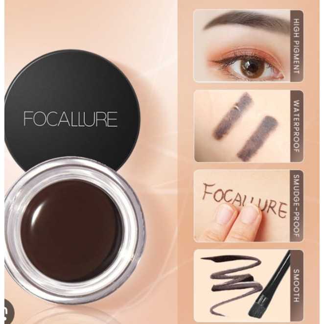 Original FOCALLURE Pomade Eyebrow Cream Gel , Auto Brow Pen FA18 dan Blush On Colour Mix FA25-B07