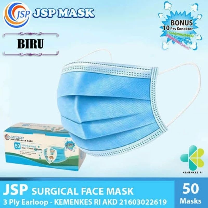 Masker Earlop Medis Bahan Tebal Medis Sugercial JSP Isi 50Pcs/Box Standar Kemenkes