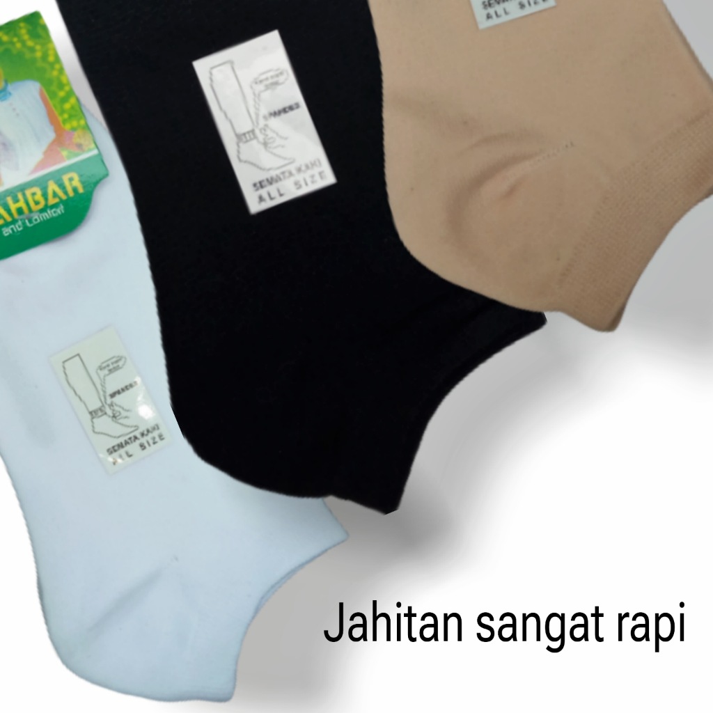 3 PASANG Kaos Kaki Wanita Cewk Dewasa Pendek Semata Kaki Warna Hitam Putih Crem Polos Tebal