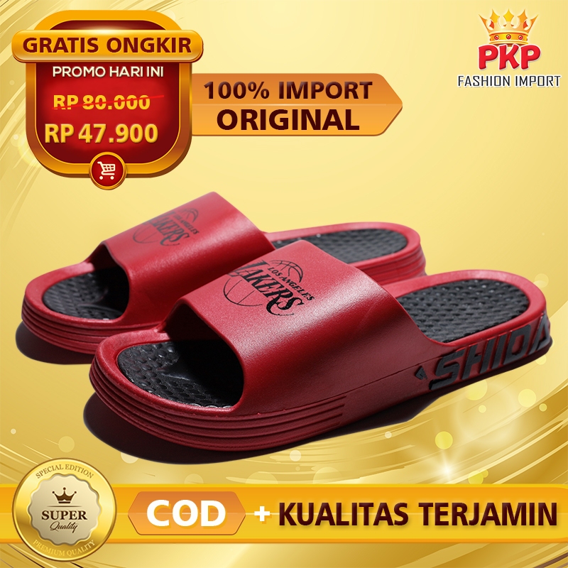 Sandal Pria Slop Dewasa Distro Import Murah Sendal Laki Laki Slip On Karet Kekinian Sandal Cowo Cowo
