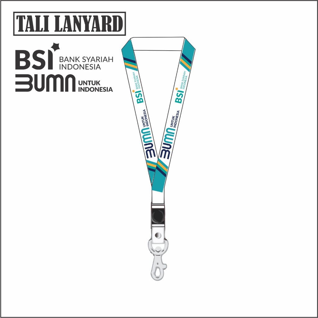 TALI LANYARD BUMN LOGO BSI BANK SYARIAH INDONESIA - TALI ID CARD GANTUNGAN KUNCI GANTUNGAN FLASHDISK
