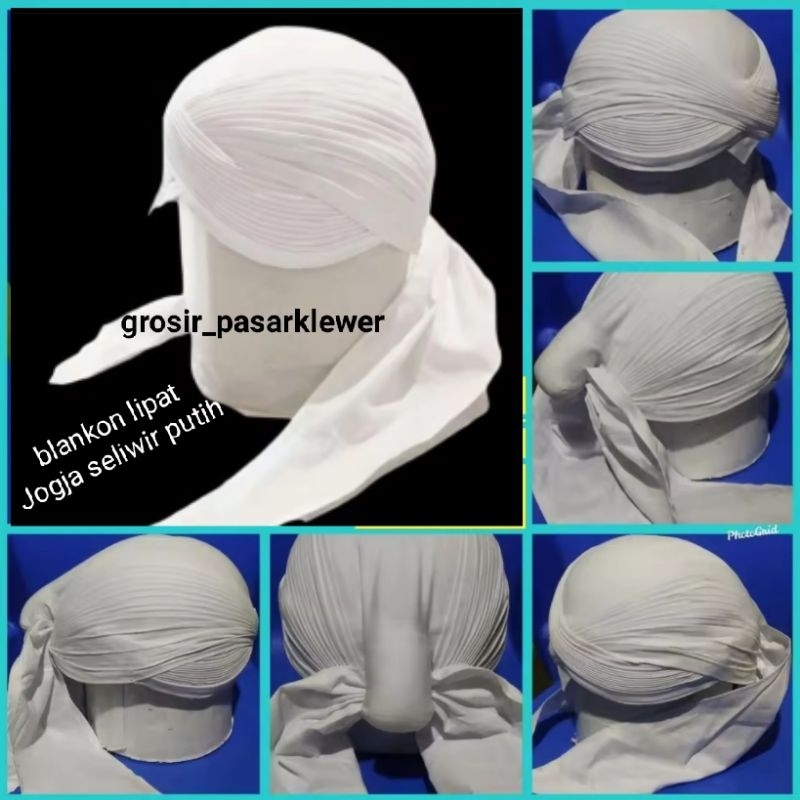 Blankon LiPAt Jogja Polos Putih Seliwir/Topi tradisonal Jawa/blankon Jogja/Blankon LiPAt/Blankon Pol