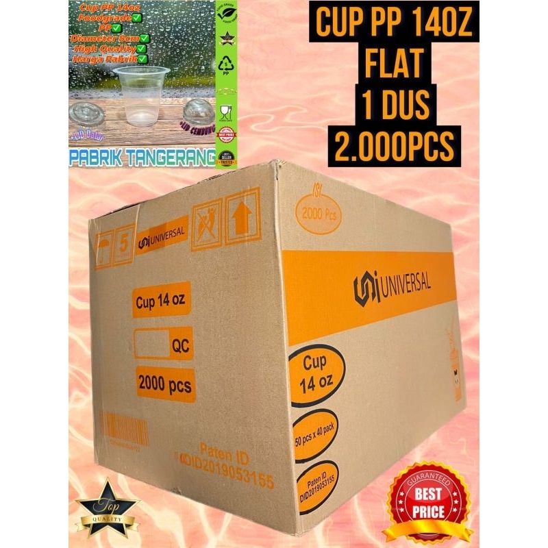 ISI 2000 PCS CUP GELAS PP 14 OZ UNIVERSAL / 1 DUS ISI 2000 PCS CUP GELAS PLASTIK 14 OZ / GELAS PLAST