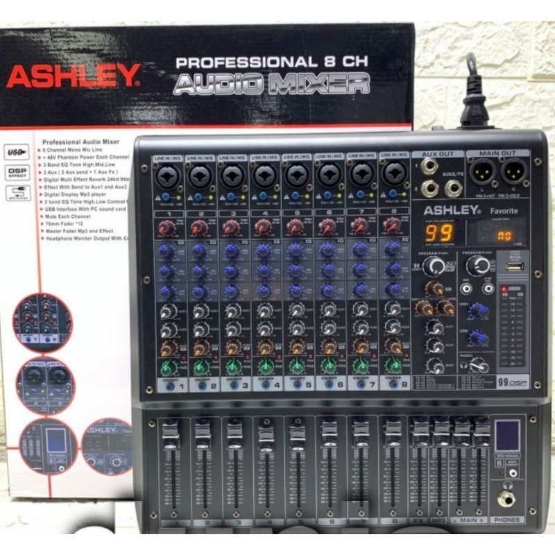 Mixer audio ashley 8channel favorite 8 garansi resmi 1tahun