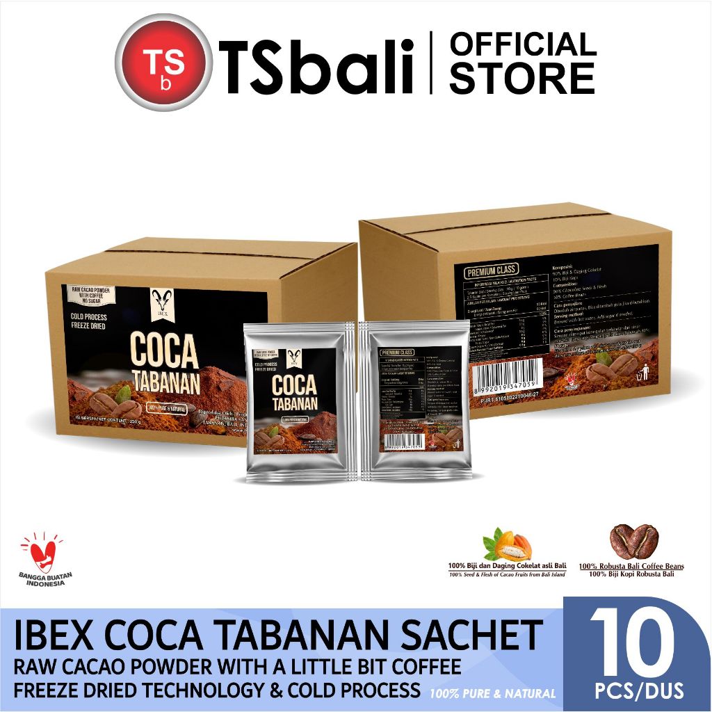 

BUY 2 GET 1 FREE !!! IBEX Coca Tabanan / Raw Cacao Powder with Coffee / Coklat Kopi 25gr x 10 Sachet