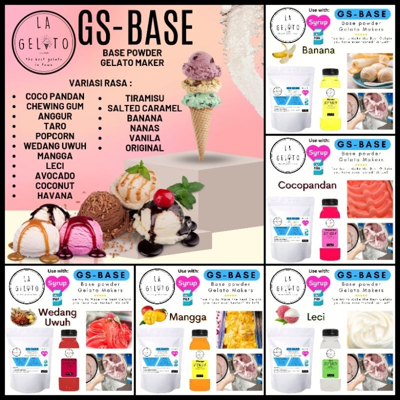 

GS Base- bubuk gelato aneka rasa untuk 5L dengan mesin Bubuk