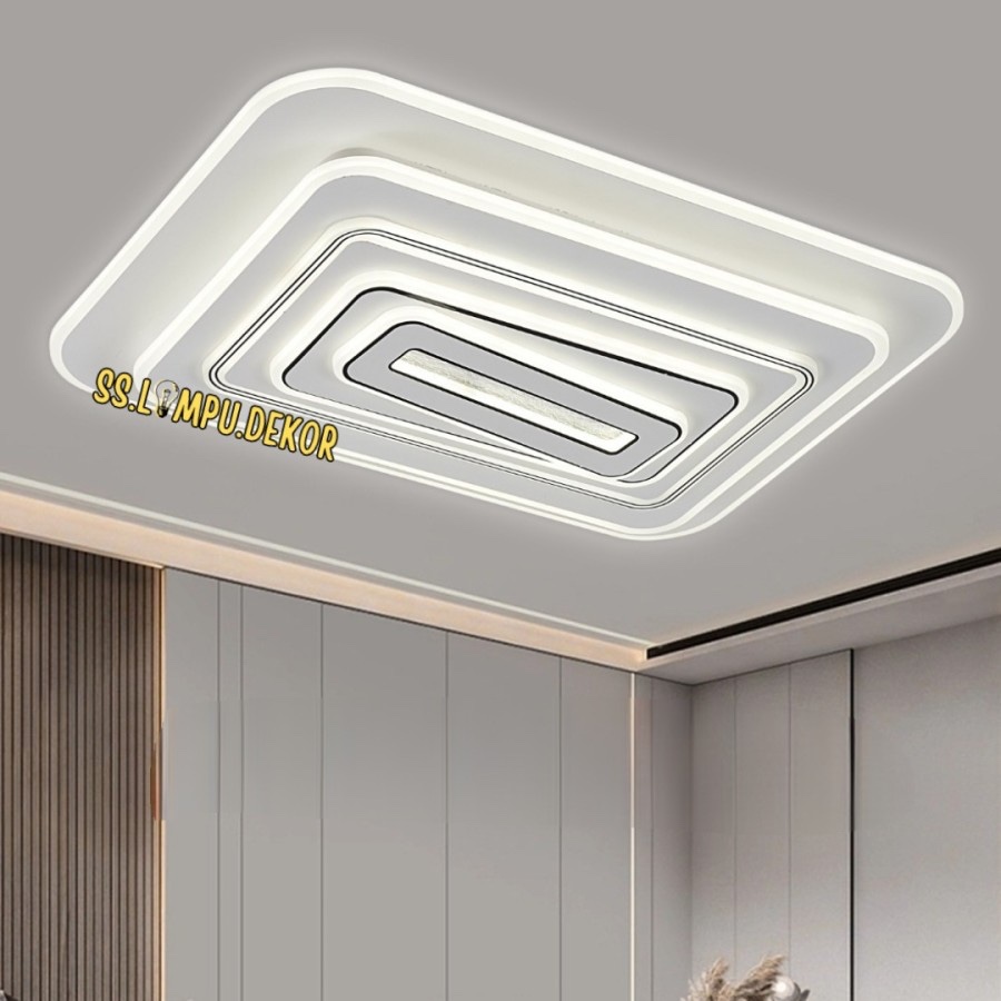 Lampu Plafon LED minimalis Tempel Nyala 3 warna Kotak 3D