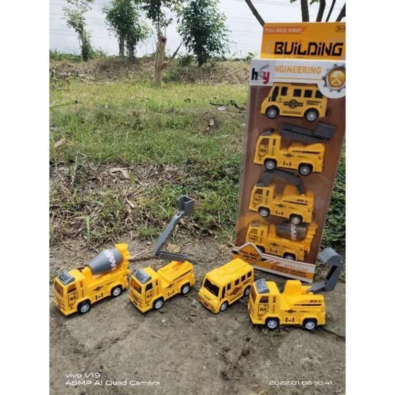 MAINAN ANAK MINI CAR BUILDING ENGINEERING PULL BACK ISI 4