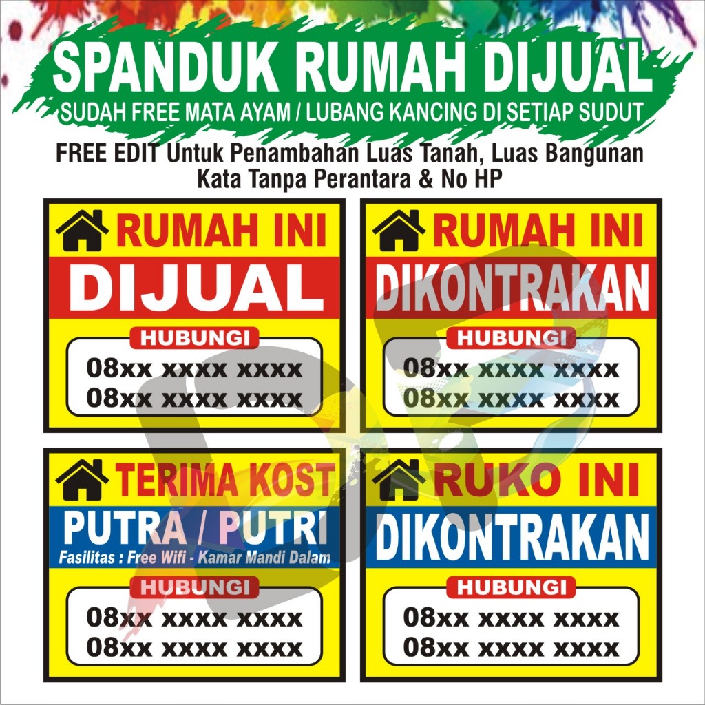 Spanduk Rumah Dijual / Disewakan / Dikontrakan