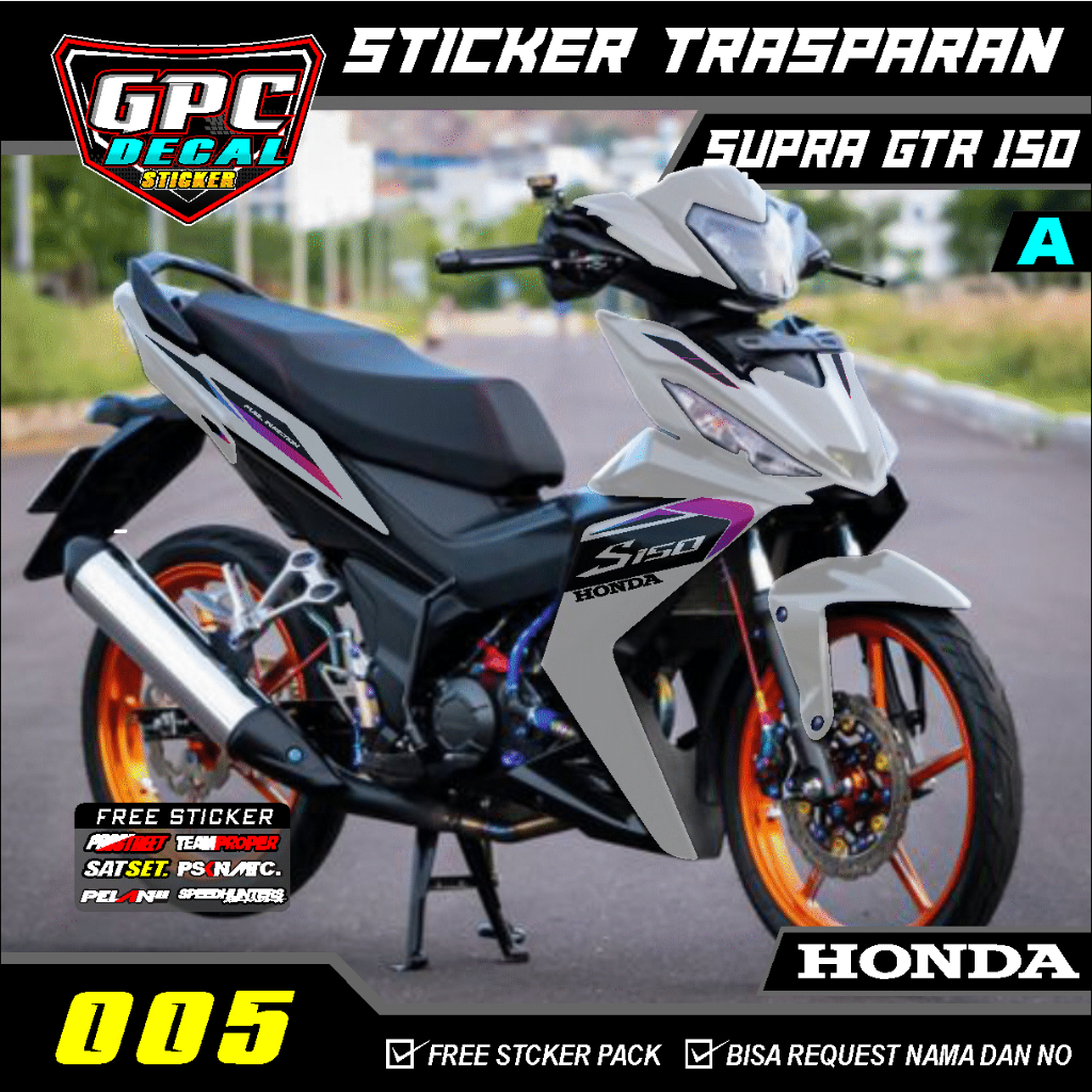 STRIPING TRANSPARAN UV SUPRA GTR 150 DESAIN SIMPEL VARIASI LIST MOTOR GPC DECAL 005