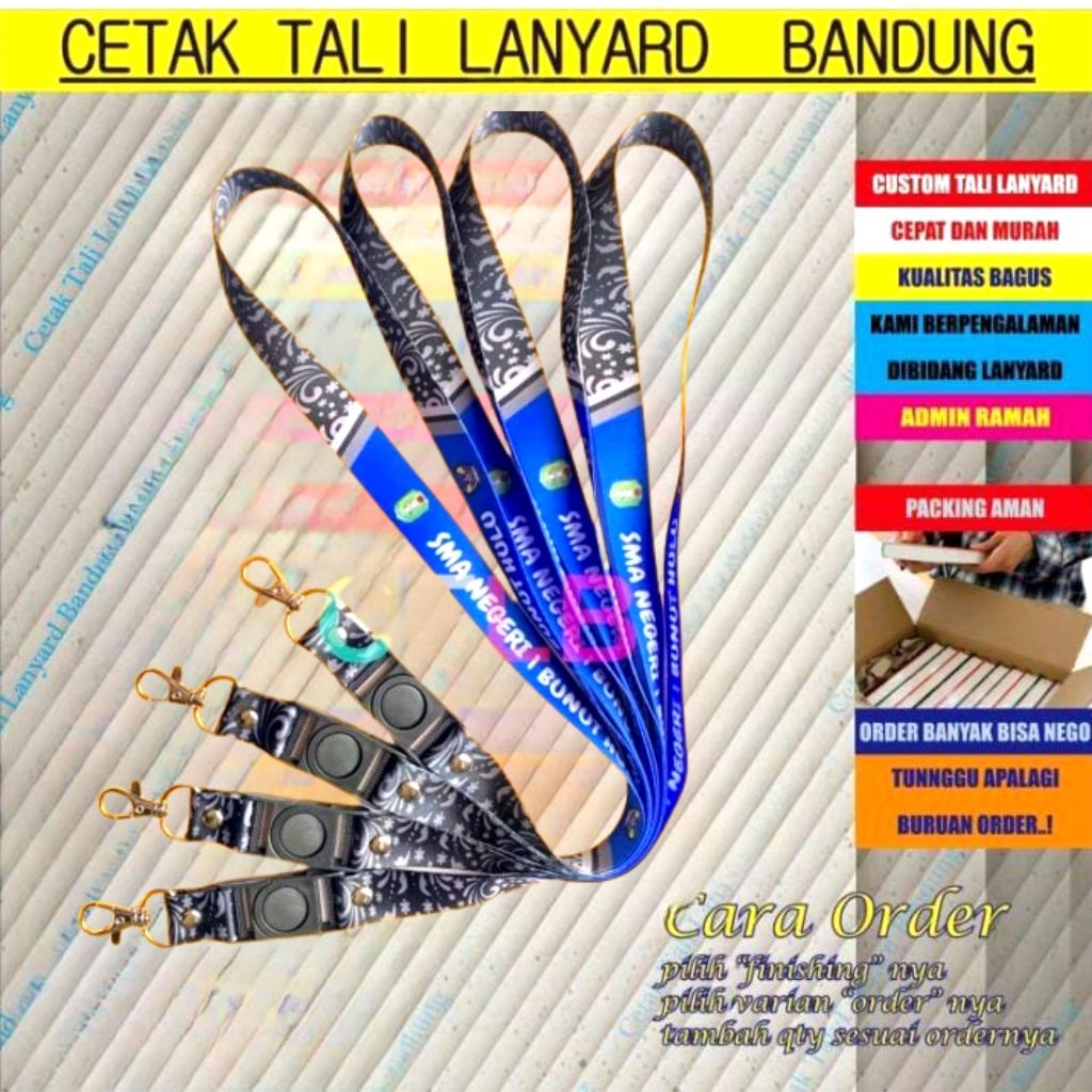 Lanyard id card custome  printing 2 cm 2 muka /tali lanyard id card custome printing/Cetak tali lanyard custome/gantungan id card custome