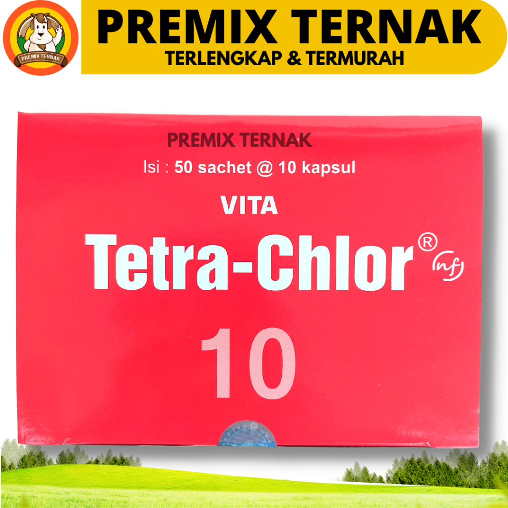 TETRA CHLOR 10 KAPSUL - Tetra Clor Tetra Chlor Ayam Medion Obat Pilek Batuk Snot Ngorok Crd Korisa Diare Mencret Hewan Ternak Unggas