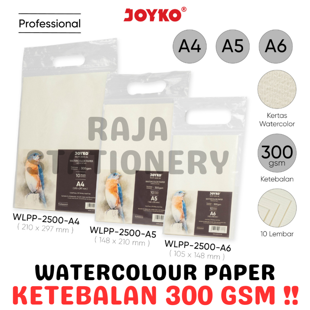

Joyko WATERCOLOUR PAPER / Kertas Cat Air Lukis Acrylic A6 A5 A4 TEBAL Art Paper Joyko