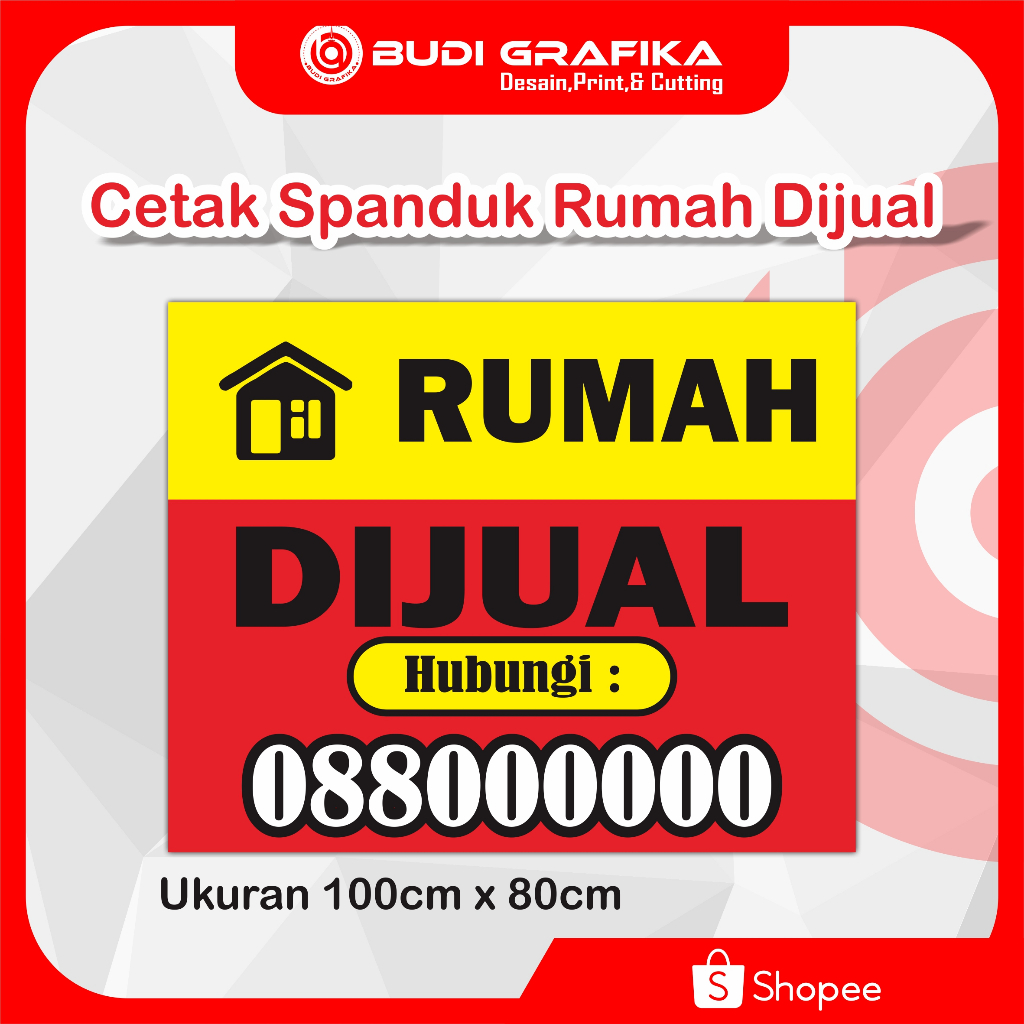 Spanduk Rumah Dijual / Rumah Dikontrakan / Tanah Dijual