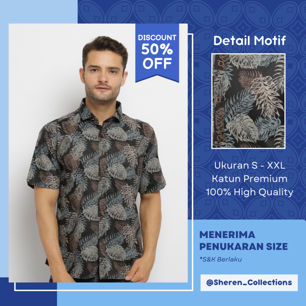 Carlos Moreno Kemeja Casual Pria Lengan Pendek - Elgio