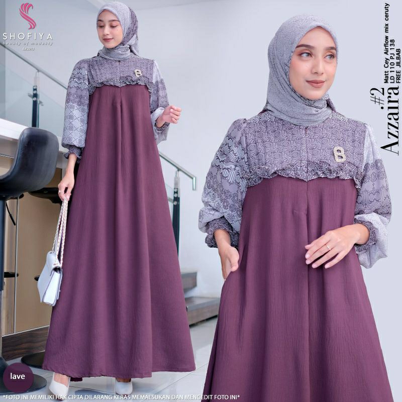 AZZAIRA #2 SET ORIGINAL SHOFIYA HIJAB // GAMIS MAXY DRESS KOMBINASI FREE JILBAB BEST SELLER