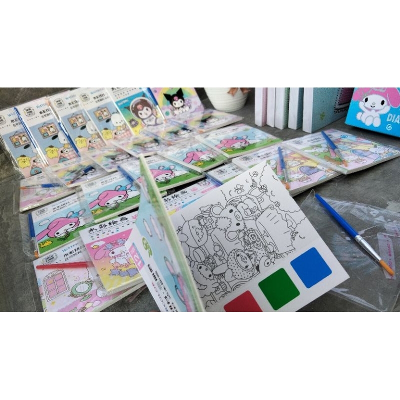 

watering color buku mewarnai lukisan Sanrio