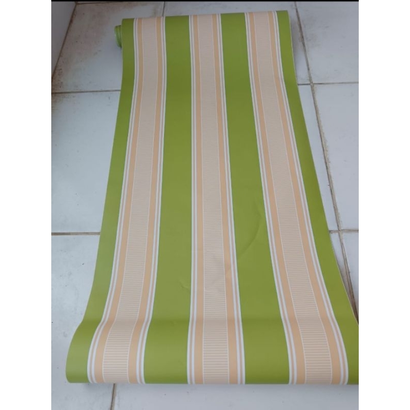 Wallpaper Stiker Dinding ukuran 45cmx10m salur hijau gh026/cy1029 wallsticker embos karakter polkado