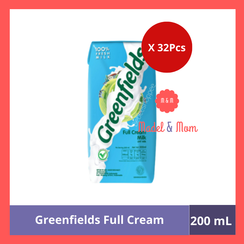 

SUSU UHT GREENFIELDS FULL CREAM 1 DUS ISI 32 PCS X 200ML