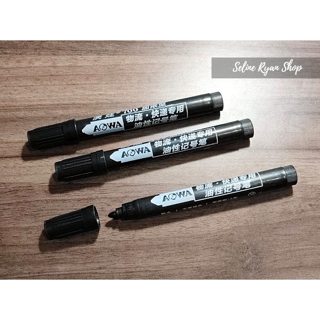 

Spidol Permanent Hitam AOWA Round Tip / Ujung Bulat