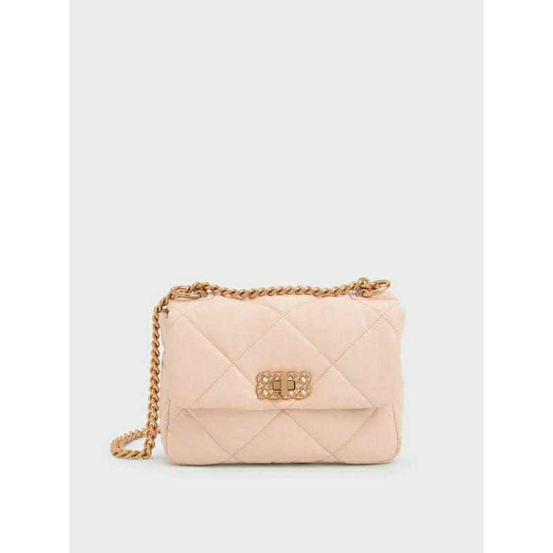 (SALE) Charles and Keith Paffuto Tas Bantal Lembut Tali Rantai Panjang Sling Shoulder