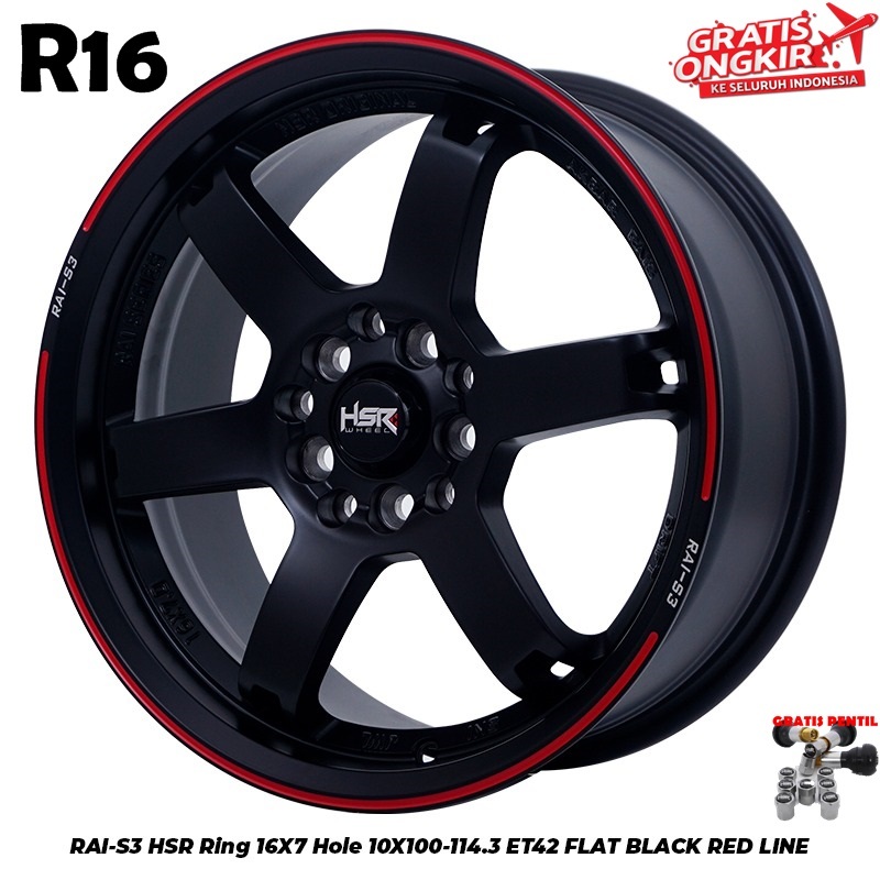 Velg TE37 mobil Altis Sienta Innova Xpander Terios Rush ring 16 HSR RAI-S3 R16 lebar 7 Pcd 5X100/114