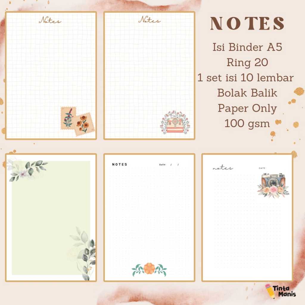 NOTES - Isi Binder Planner Notes A5 Aesthetic