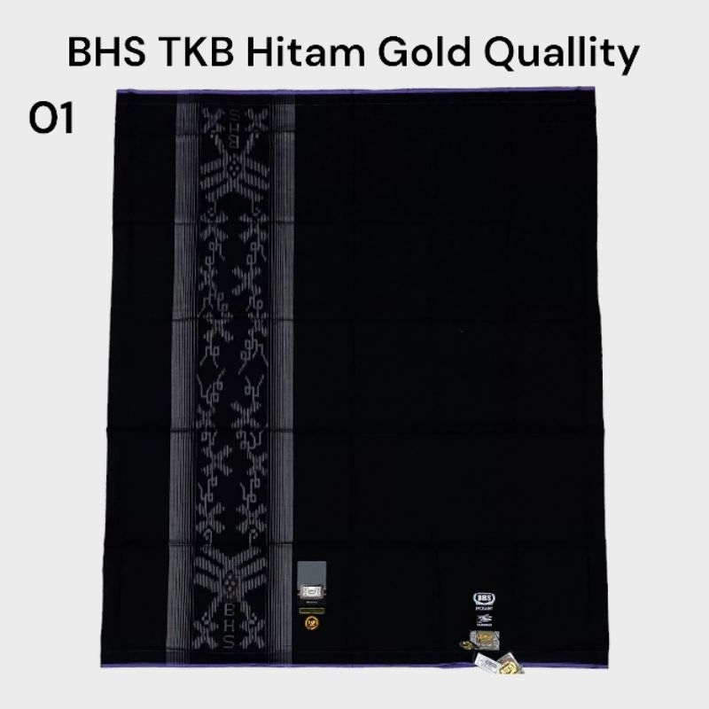 Sarung BHS Mercerized/Mesres Polos Hitam Jadul Ber TTD Gold Quallity