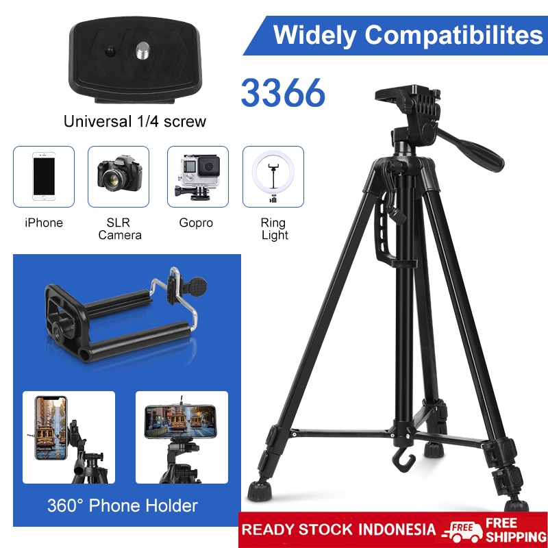 3366 1,4 METER 140 CM PREMIUM PORTABLE TRIPOD KAMERA HANDPHONE HP RING LIGHT