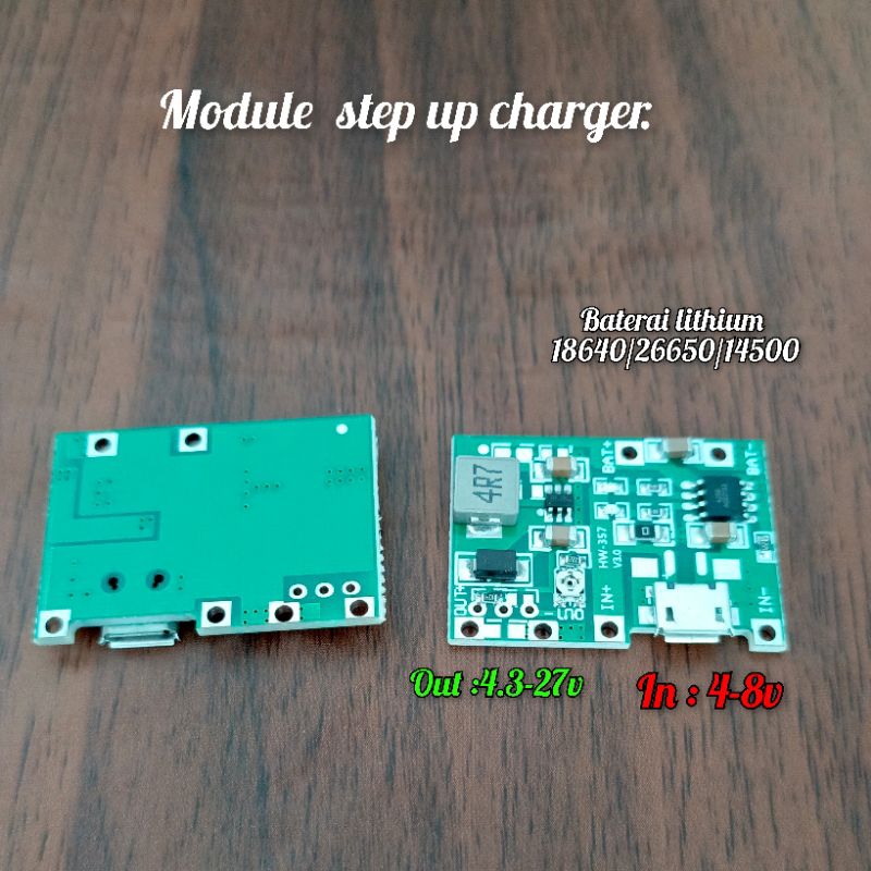modul 2in1 charger+step up adjustable tp4056 mt3608 baterai Li