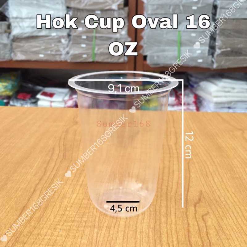 [50pcs] GELAS PLASTIK OVAL 16 OZ | U-CUP HOK 16 Oz | CUP OVAL | GELAS KOPI | GELAS JUS