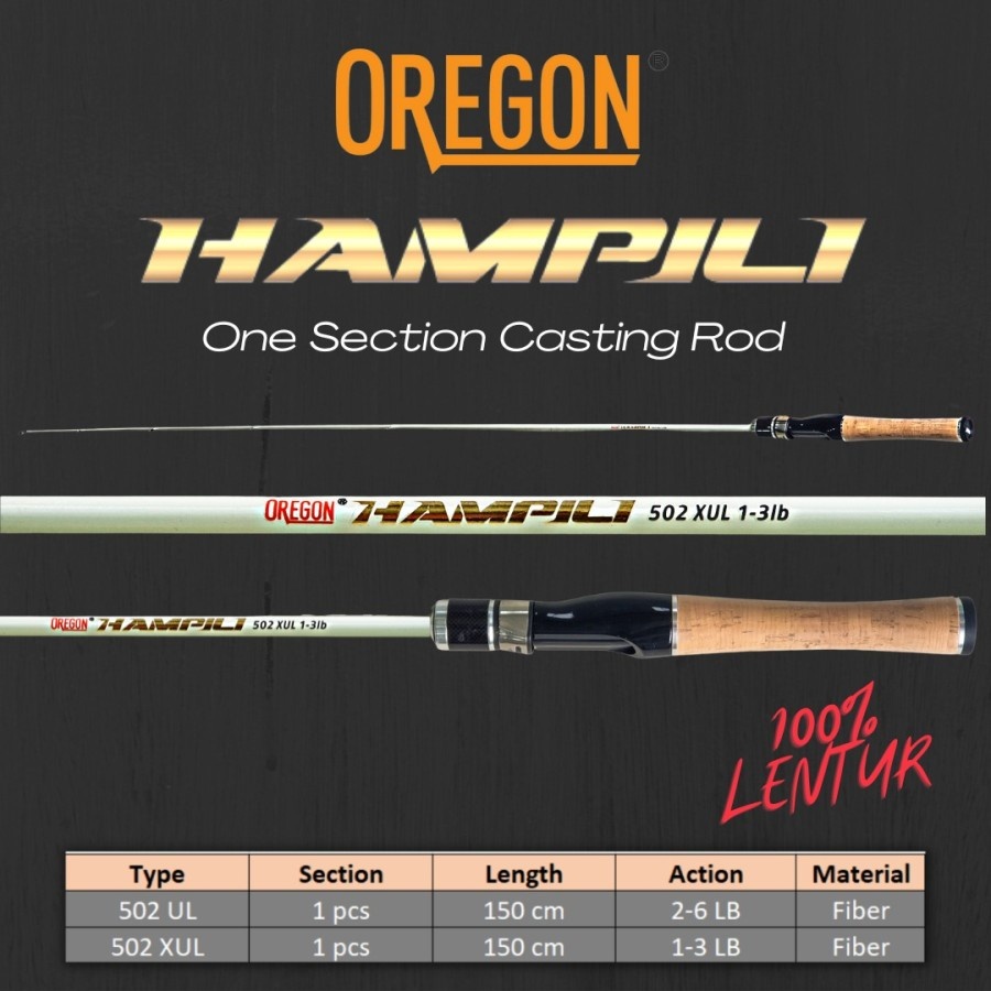 Joran Oregon Hampili 150cm bahan fiber lentur cocok untuk mancing udang