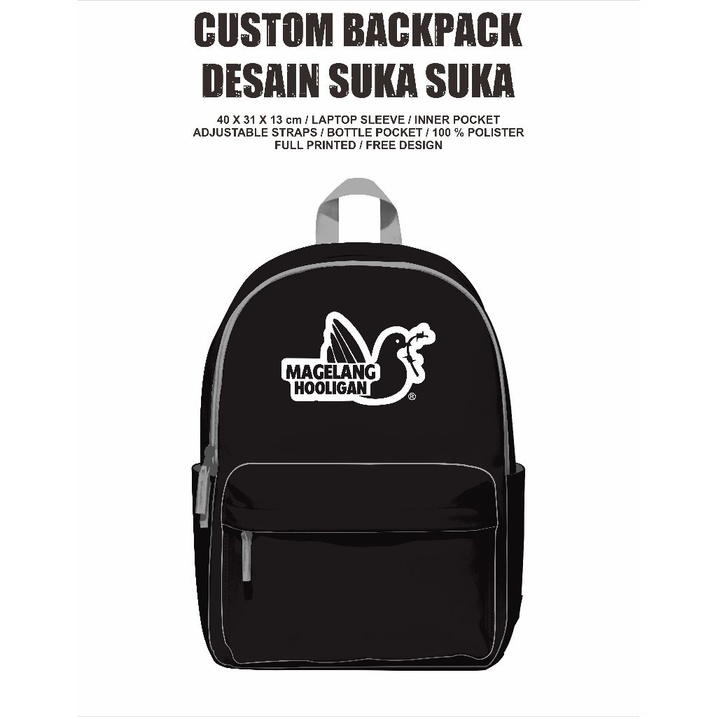 Tas Ransel Sekolah Anak SmpSmaBackpack Siluet Kota Magelang Casual