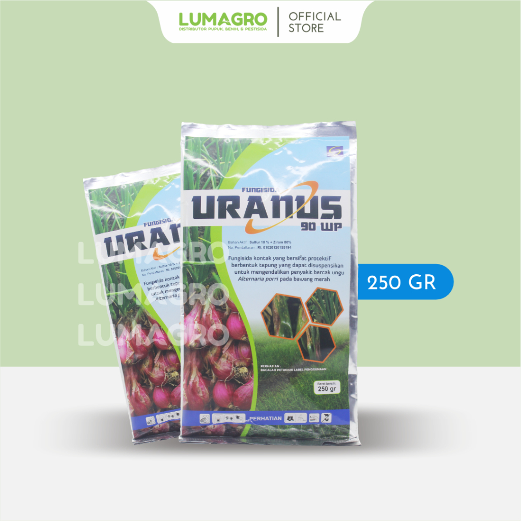 Fungisida Uranus 90WP 250gr Sulfur Ziram Pembasmi Antraknosa Bercak Ungu Pada Tanaman Bawang Merah