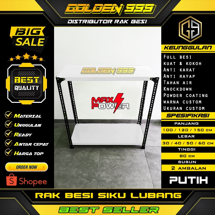 Rak besi siku lubang I 50x150x80 cm I rak 2 susun I rak susun I rak dapur I rak gudang I rak buku I 