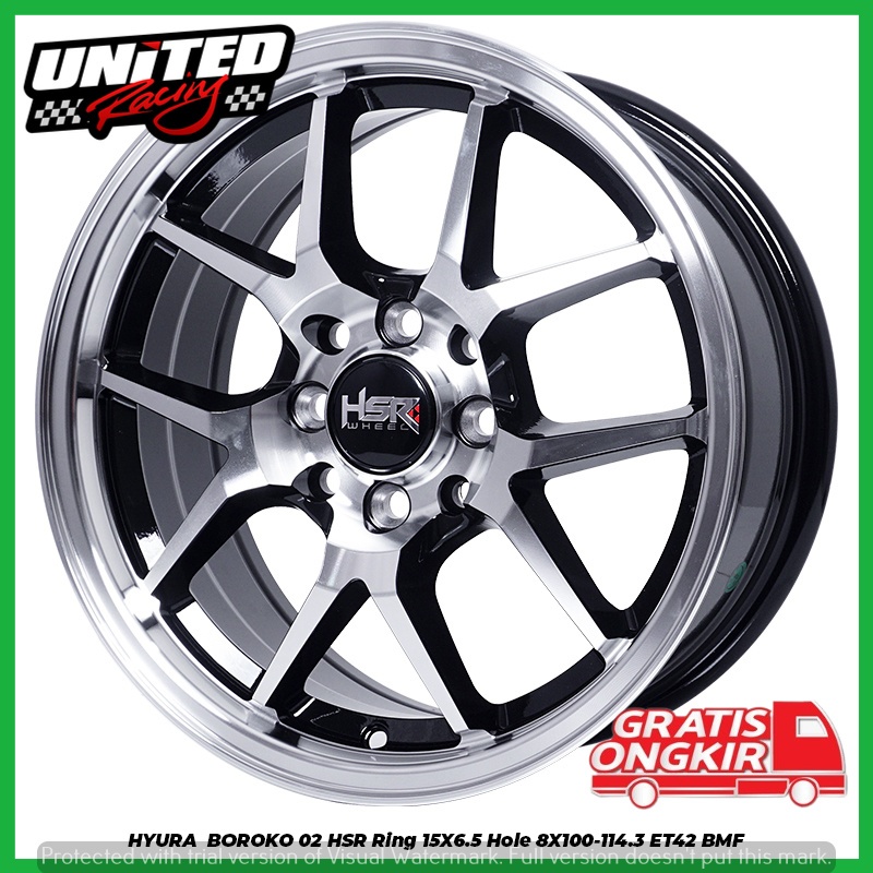 VELG RACING HSR HYURA BOROKO 02 RING 15 LEBAR 6,5 LUBANG 8X100 MOBIL XENIA CARRY AVANZA GRAND LIVINA