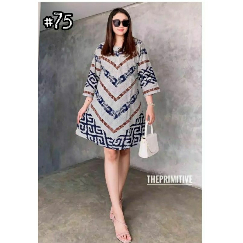 Atasan baju kerja wanita warna abu abu dress tenun unik