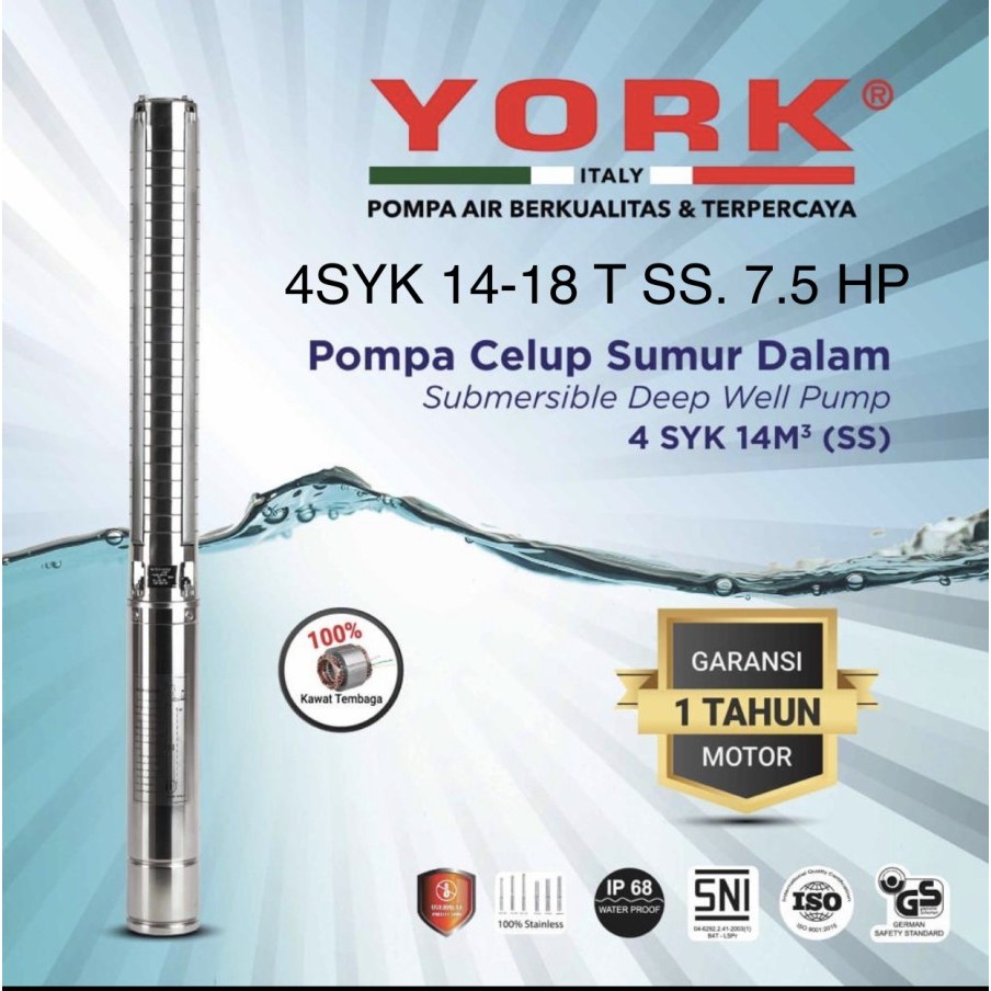 YORK 4SYK 14-18 T SS 7,5 hp plus control box pompa submersible 3 phase