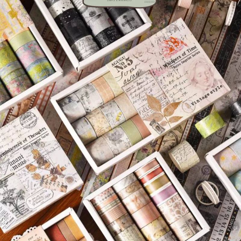 

[20rolls] Washi Tape Vintage/ Masking Tape Box Journal Planner Deco Scrapbook/ Isolasi Kertas Colourful Aesthetic
