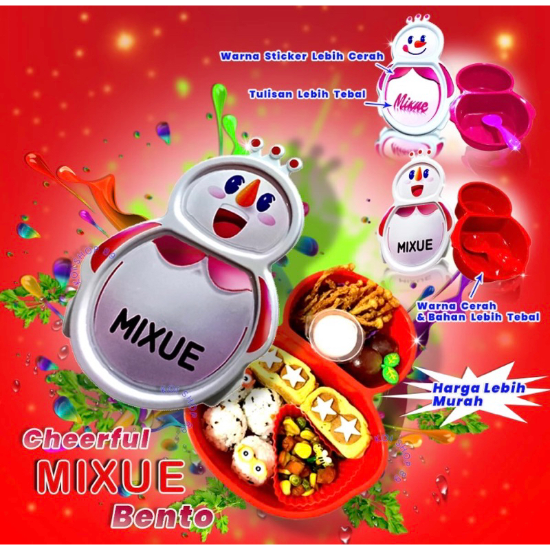 TEMPAT MAKAN MIXUE/ LUNCH BOX MIXUE FREE SENDOK MAKAN / BOTOL MINUM MIXUE FREE SEDOTAN