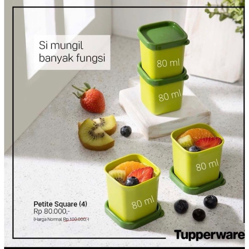 Petite Square Hijau tupperware